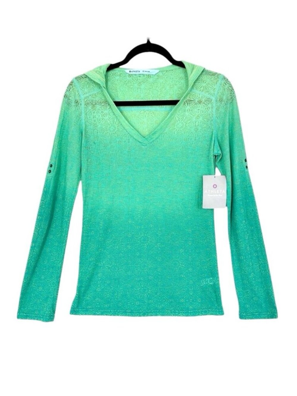 Athleta Tide Blue Starfruit Paradise Ombre Burnout Hoodie